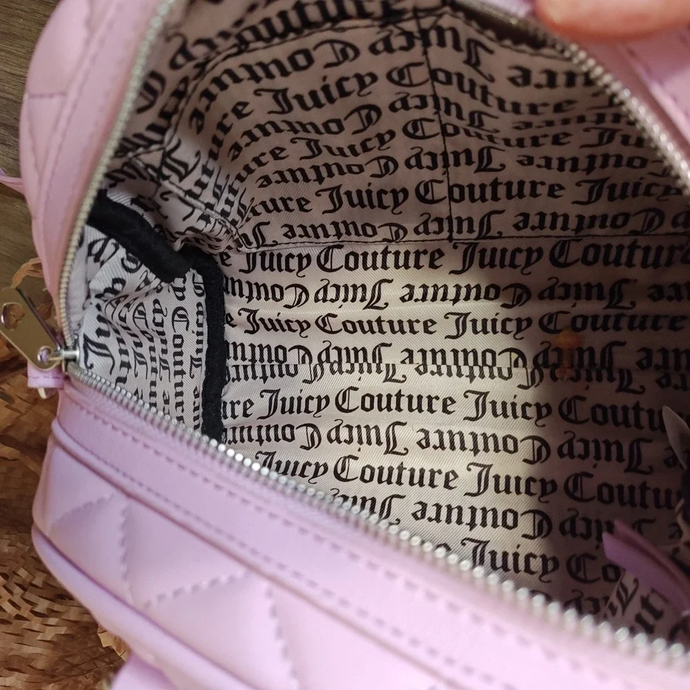 Juicy Couture‎ Satchel Women Small Pink Heart Quilted Crossbody Bag Domed Purse
